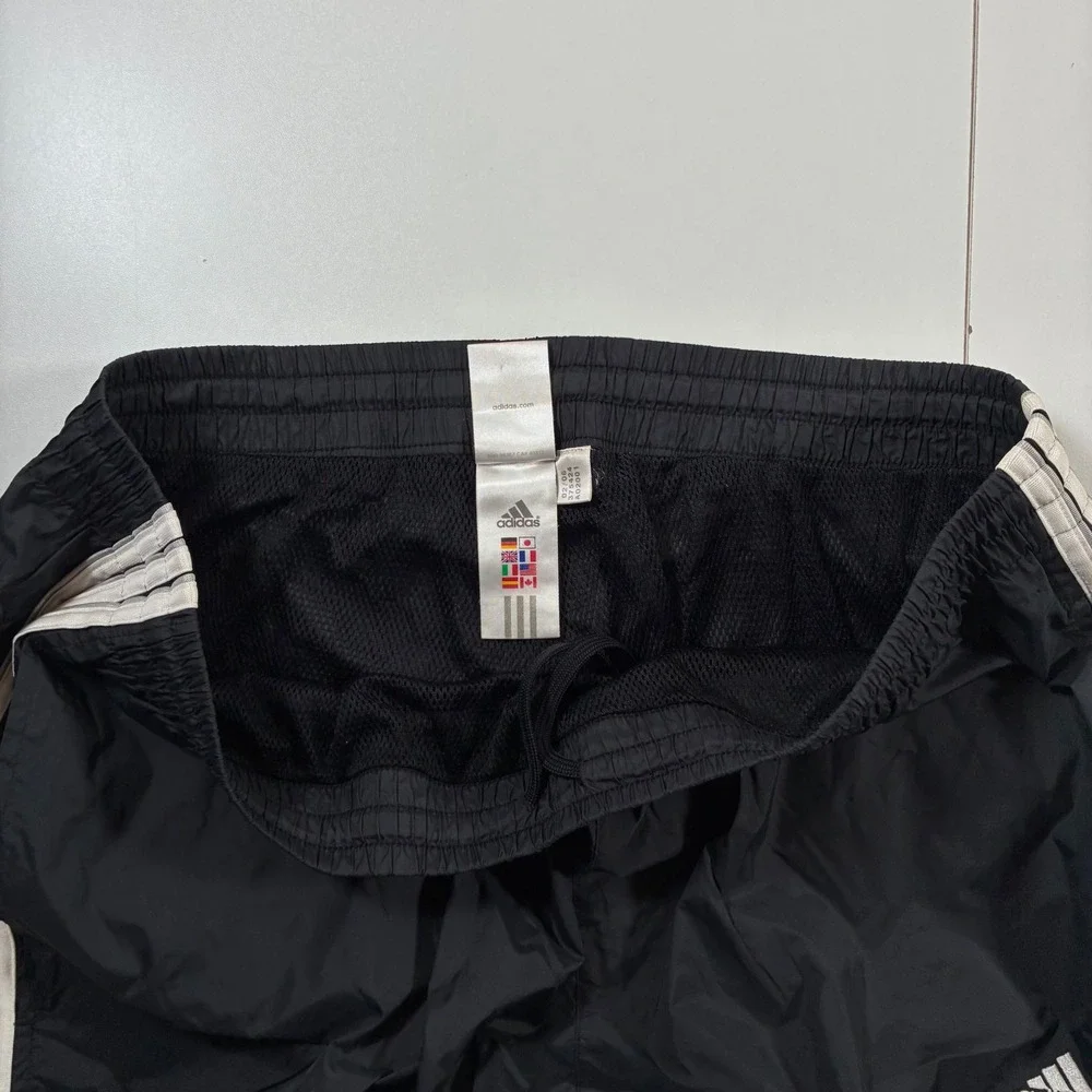 Vintage Adidas Track Pants XL Black 3-Stripe Mesh Lined Windbreaker 90s Y2K
